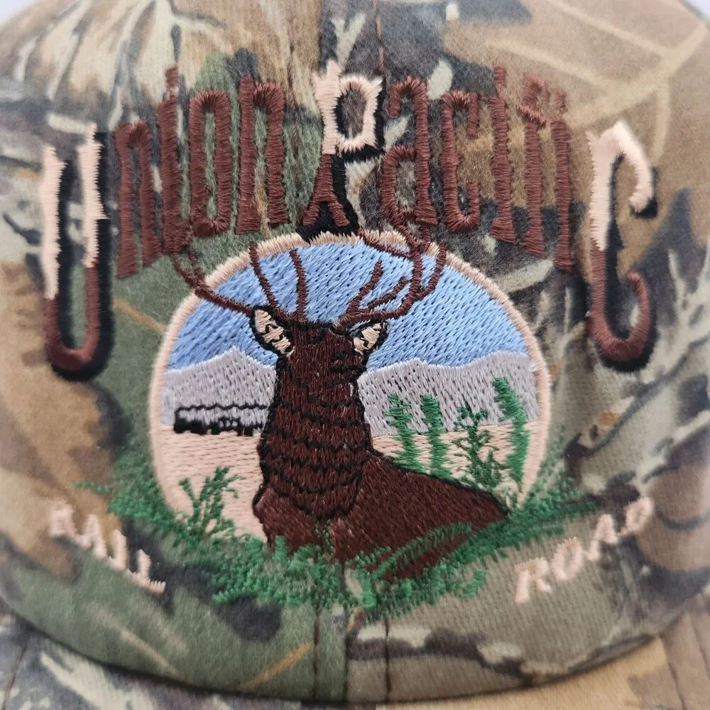 Union Pacific Railroad Snapback Cap Hat Camo Deer Snapback Embroidered Vintage